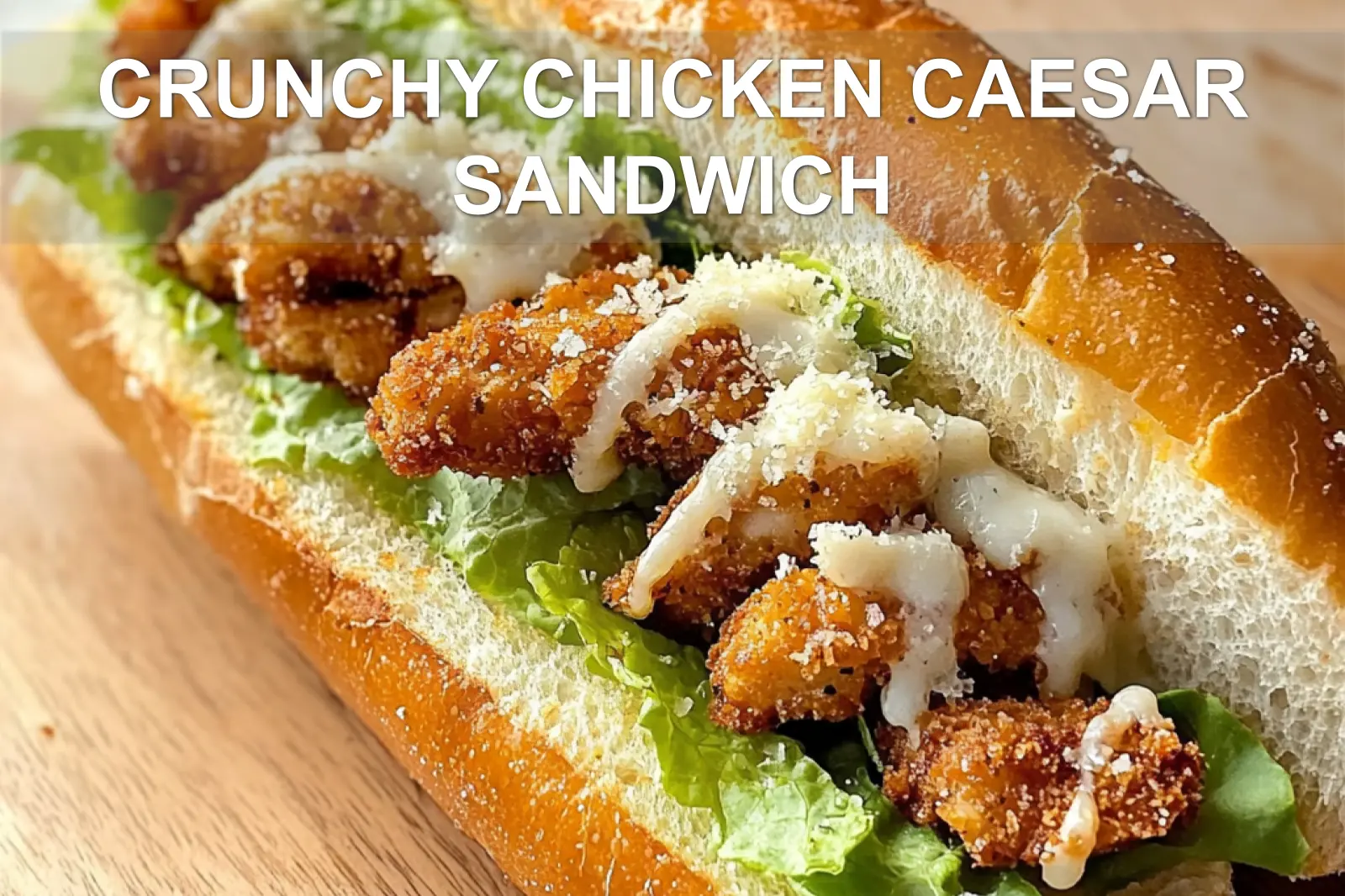 CRUNCHY CHICKEN CAESAR SANDWICH centered hero view, clean and uncluttered