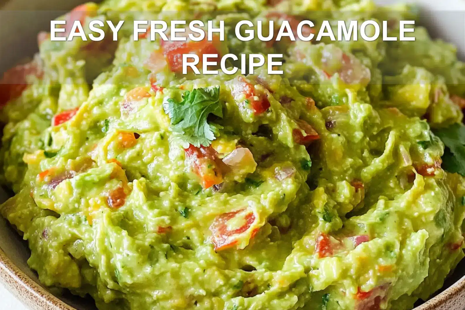 EASY FRESH GUACAMOLE RECIPE centered hero view, clean and uncluttered