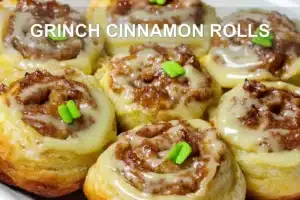 GRINCH CINNAMON ROLLS centered hero view, clean and uncluttered