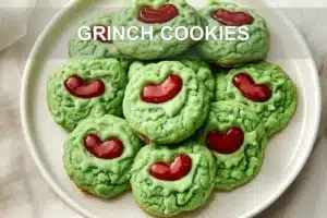 Grinch Cookies Easy Recipe for a Heartfelt Christmas GRINCH COOKIES centered hero view, clean and uncluttered