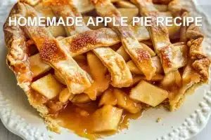 HOMEMADE APPLE PIE RECIPE centered hero view, clean and uncluttered