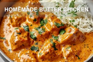 Homemade Butter Chicken Recipe: Easy Delicious Guide HOMEMADE BUTTER CHICKEN centered hero view, clean and uncluttered