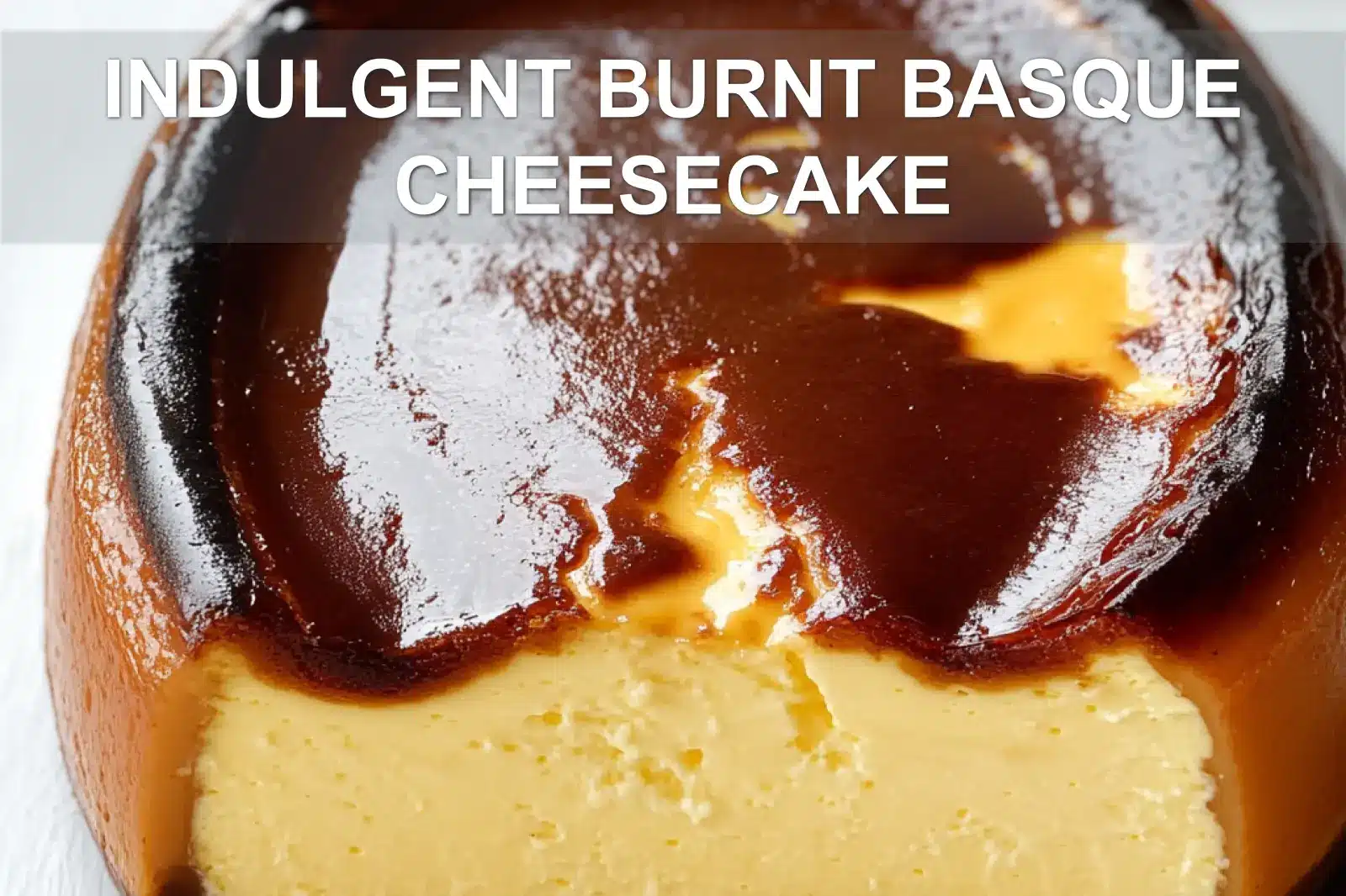 Indulgent Burnt Basque Cheesecake Recipe: Irresistibly Delicious 4 INDULGENT BURNT BASQUE CHEESECAKE centered hero view, clean and uncluttered