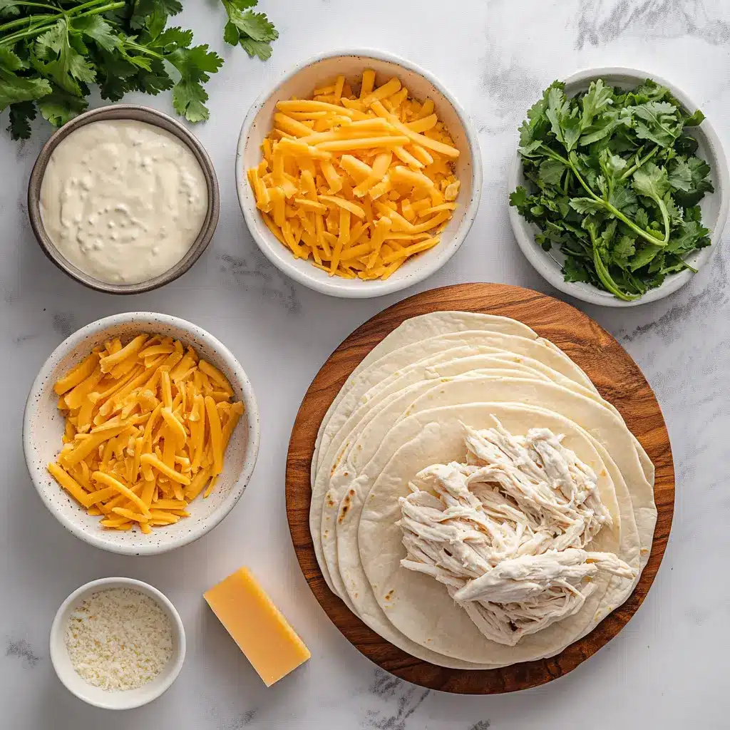 Close-up of golden brown Cheesy Garlic Chicken Wraps, ready to eat, served on a rustic board.