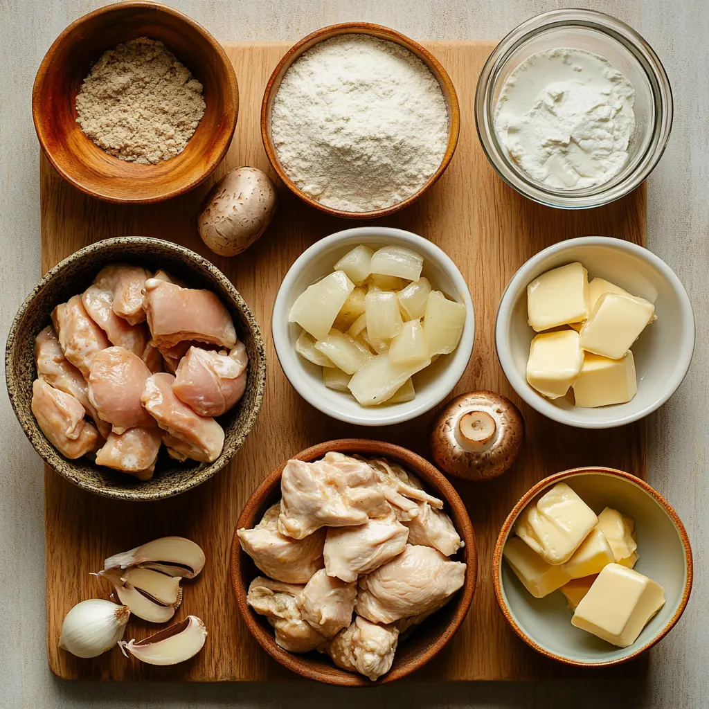 Creamy Chicken Stroganoff served hot, garnished with fresh dill