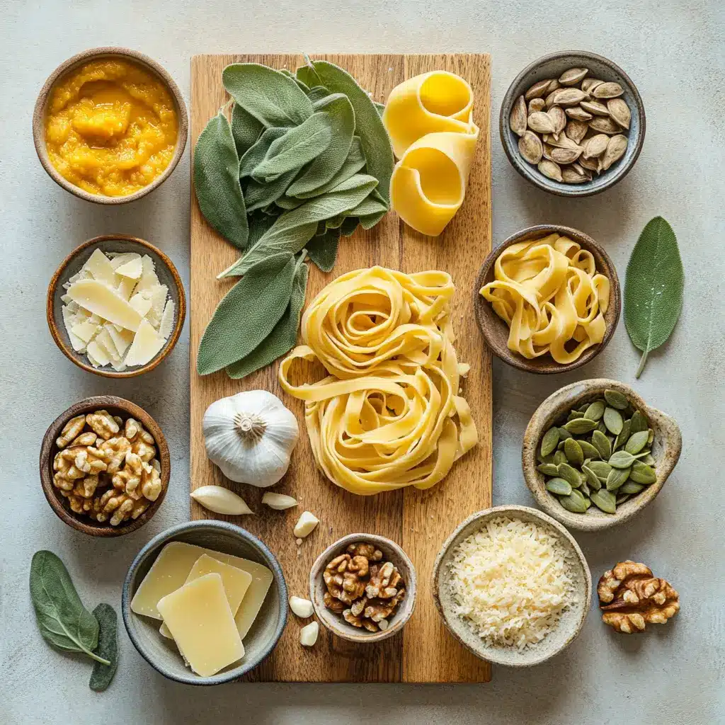 CREAMY PUMPKIN PASTA centered hero view, clean and uncluttered