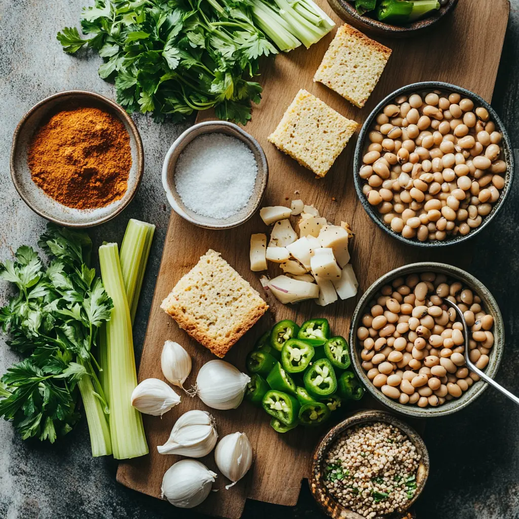 CREAMY SOUTHERN BLACK EYED PEAS centered hero view, clean and uncluttered