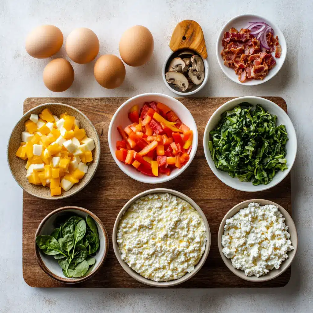 CRUSTLESS COTTAGE CHEESE BREAKFAST QUICHE centered hero view, clean and uncluttered