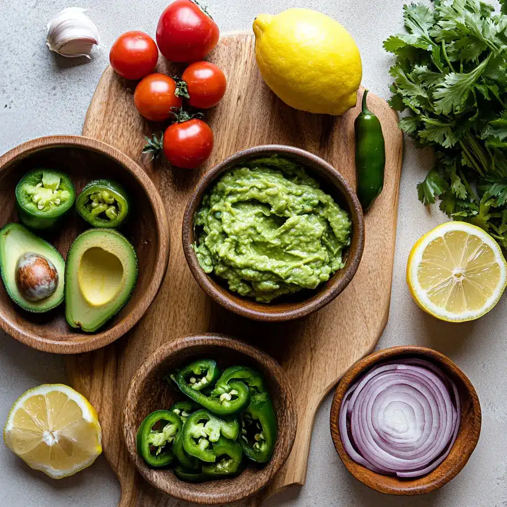 EASY FRESH GUACAMOLE RECIPE centered hero view, clean and uncluttered