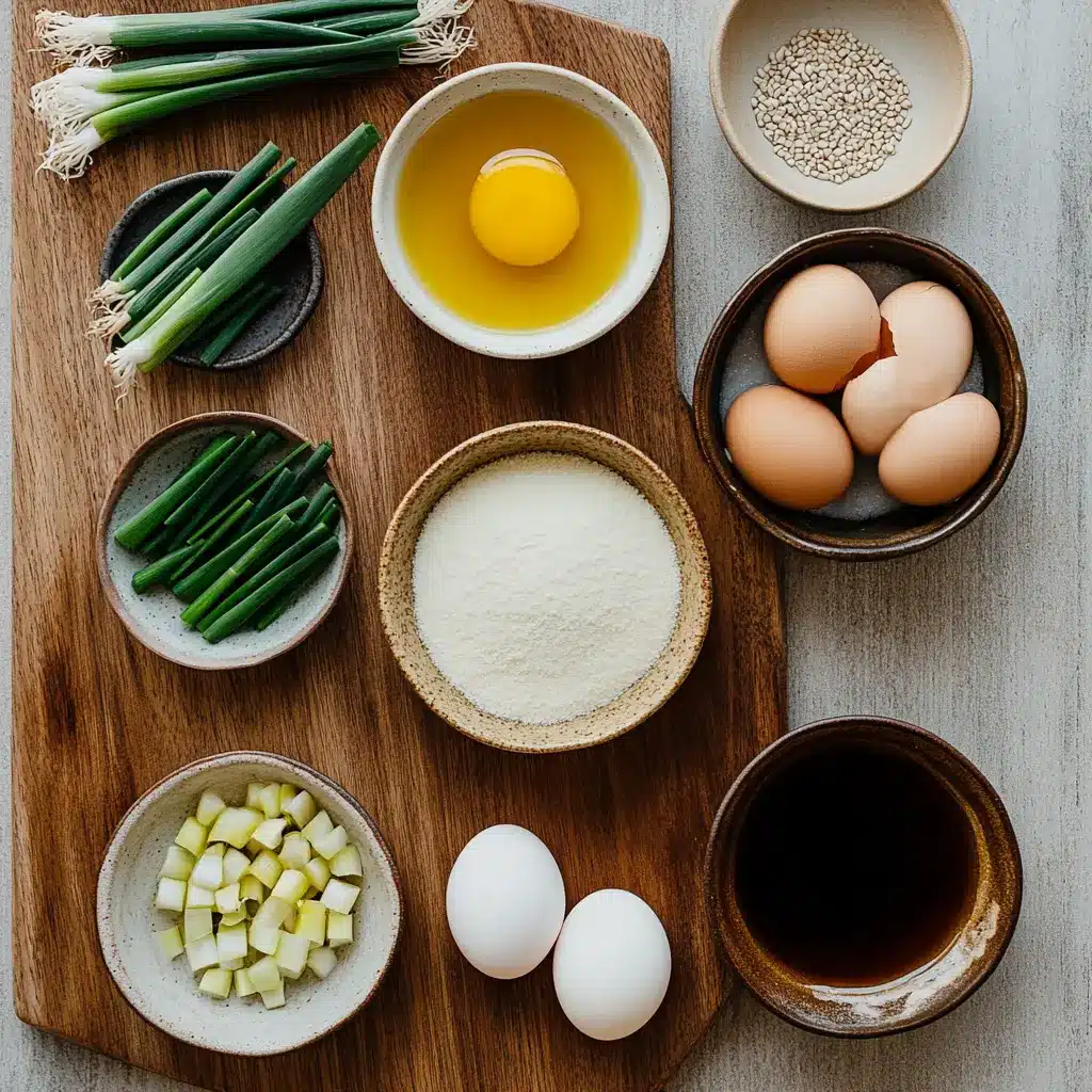 A close-up of a bowl of homemade Egg Drop Soup, featuring delicate golden egg ribbons, chopped green onions, and a swirl of sesame oil, ready to be served.