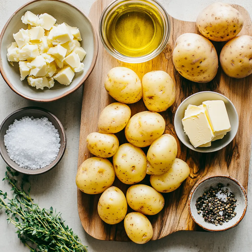 Garlicky Air Fryer Smashed Potatoes centered hero view, clean and uncluttered, showing crispy edges and soft interior