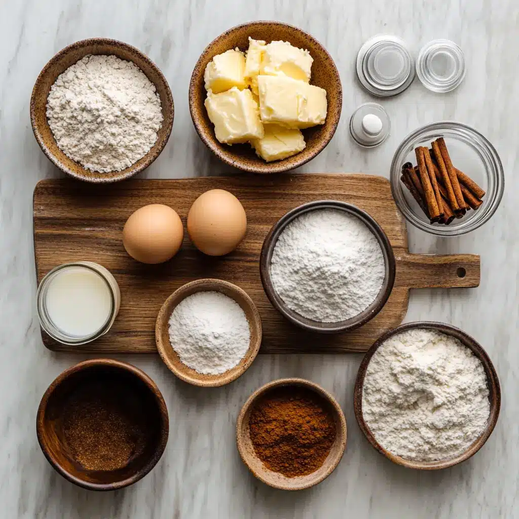 ICED CINNAMON ROLL CAKE centered hero view, clean and uncluttered