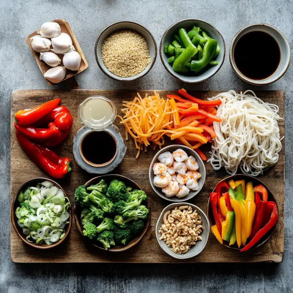 A vibrant plate of Street Style Thai Drunken Noodles, garnished with fresh Thai basil, showcasing wide rice noodles, tender chicken, and colorful bell peppers in a rich, spicy sauce.