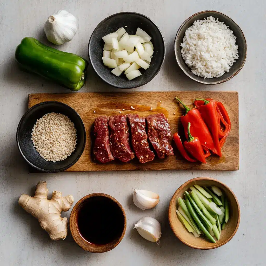 TAKEOUT WORTHY CHINESE PEPPER STEAK centered hero view, clean and uncluttered