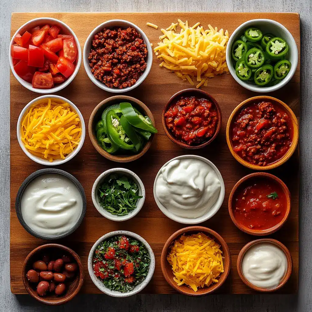 Texas No Beans Chili Recipe: Irresistible Taste Adventure 3 A flat lay of fresh ingredients for Texas No Beans Chili, including ground beef, fire-roasted tomatoes, onions, garlic cloves, chili powder, cumin, oregano, and smoked paprika.