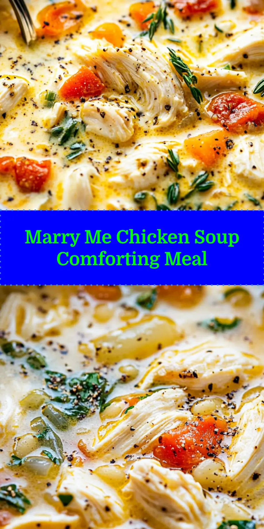 Pin-worthy image of a steaming bowl of creamy Marry Me Chicken Soup, garnished with fresh basil and grated Parmesan cheese, ready to be served.