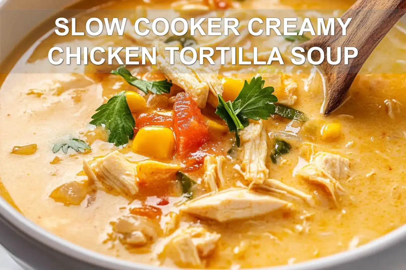 Slow Cooker Creamy Chicken Tortilla Soup Recipe Secrets 4 SLOW COOKER CREAMY CHICKEN TORTILLA SOUP centered hero view, clean and uncluttered