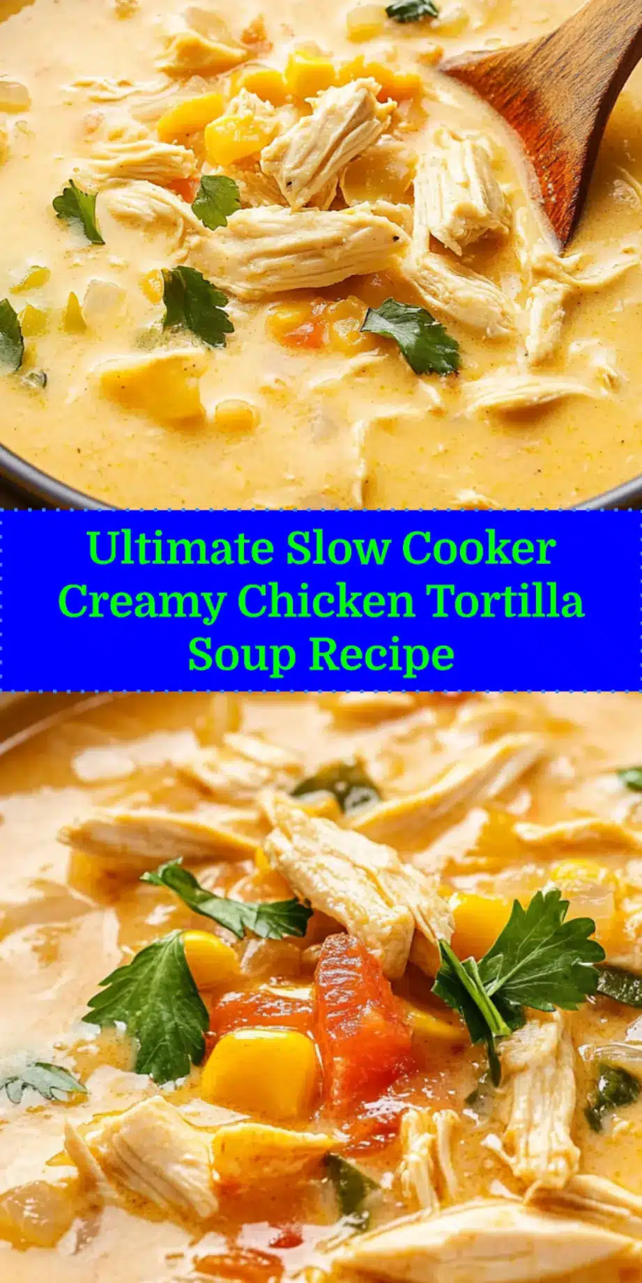 Slow Cooker Creamy Chicken Tortilla Soup Recipe Secrets 3 SLOW COOKER CREAMY CHICKEN TORTILLA SOUP centered hero view, clean and uncluttered_pin