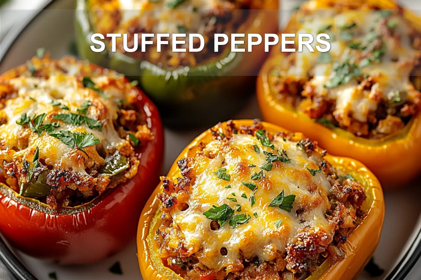 STUFFED PEPPERS centered hero view, clean and uncluttered