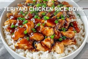 TERIYAKI CHICKEN RICE BOWL centered hero view, clean and uncluttered