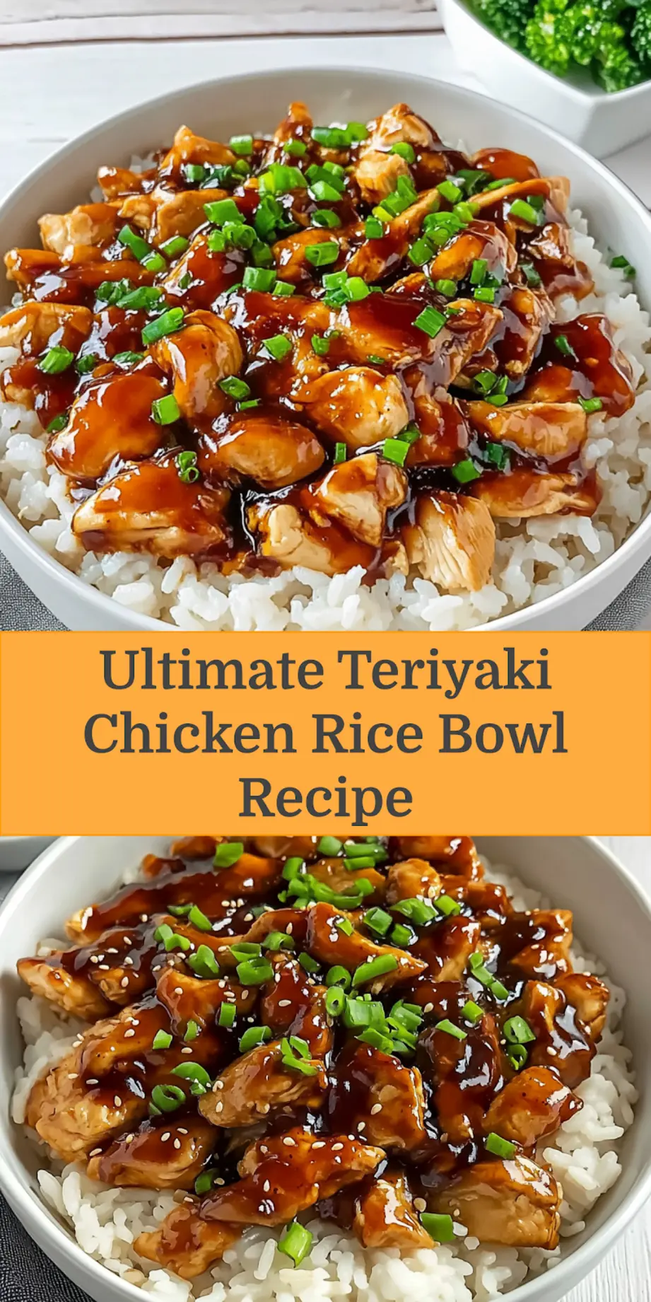 A beautifully plated Teriyaki Chicken Rice Bowl, ready to be shared on social media, with vibrant colors and sesame seed garnish.