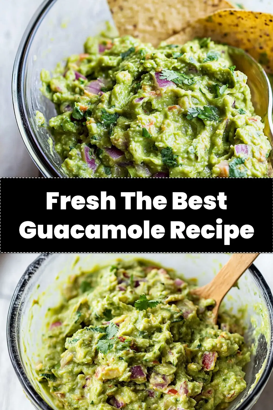THE BEST GUACAMOLE RECIPE centered hero view, clean and uncluttered_pin