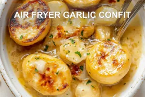 AIR FRYER GARLIC CONFIT centered hero view, clean and uncluttered