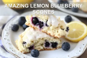 Amazing Lemon Blueberry Scones: Irresistibly Fresh Recipe AMAZING LEMON BLUEBERRY SCONES centered hero view, clean and uncluttered