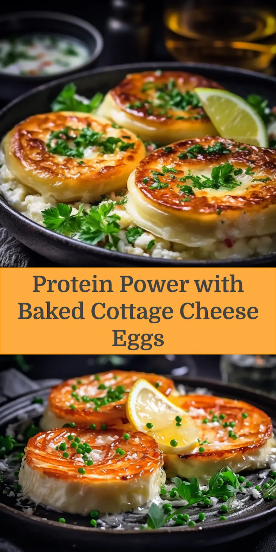 Baked Cottage Cheese Eggs - centered hero view, clean and uncluttered_pin