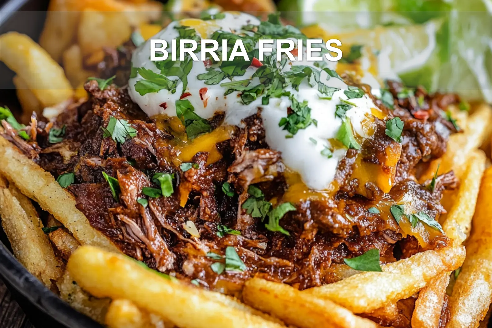 BIRRIA FRIES centered hero view, clean and uncluttered