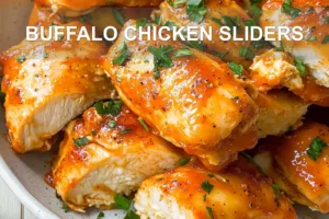 BUFFALO CHICKEN SLIDERS centered hero view, clean and uncluttered