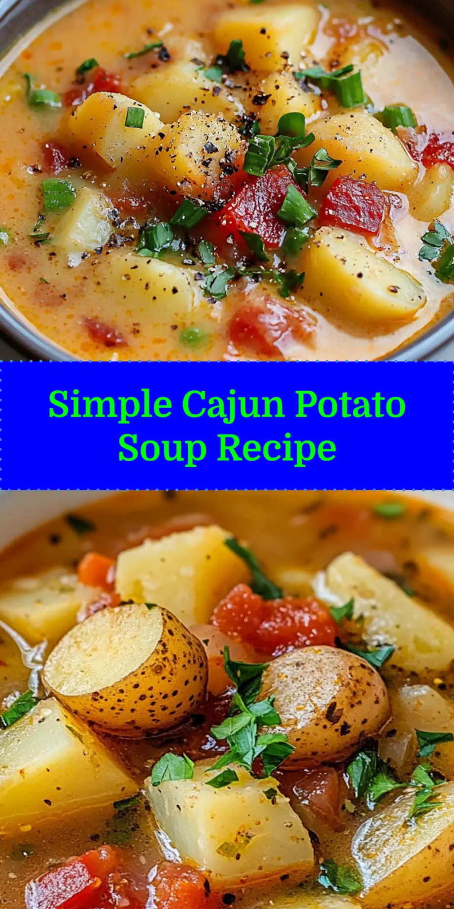 CAJUN POTATO SOUP centered hero view, clean and uncluttered_pin