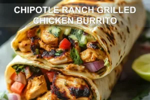Irresistible Chipotle Ranch Grilled Chicken Burrito Recipe CHIPOTLE RANCH GRILLED CHICKEN BURRITO centered hero view, clean and uncluttered