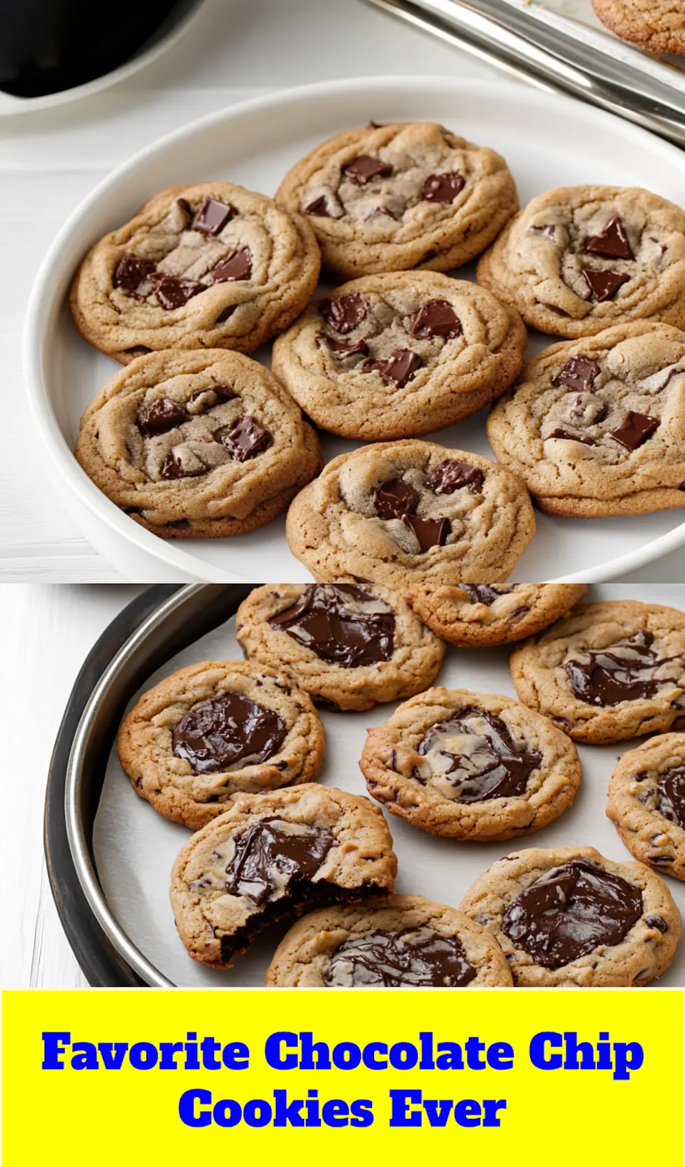 CHOCOLATE CHIP COOKIES centered hero view, clean and uncluttered_pin