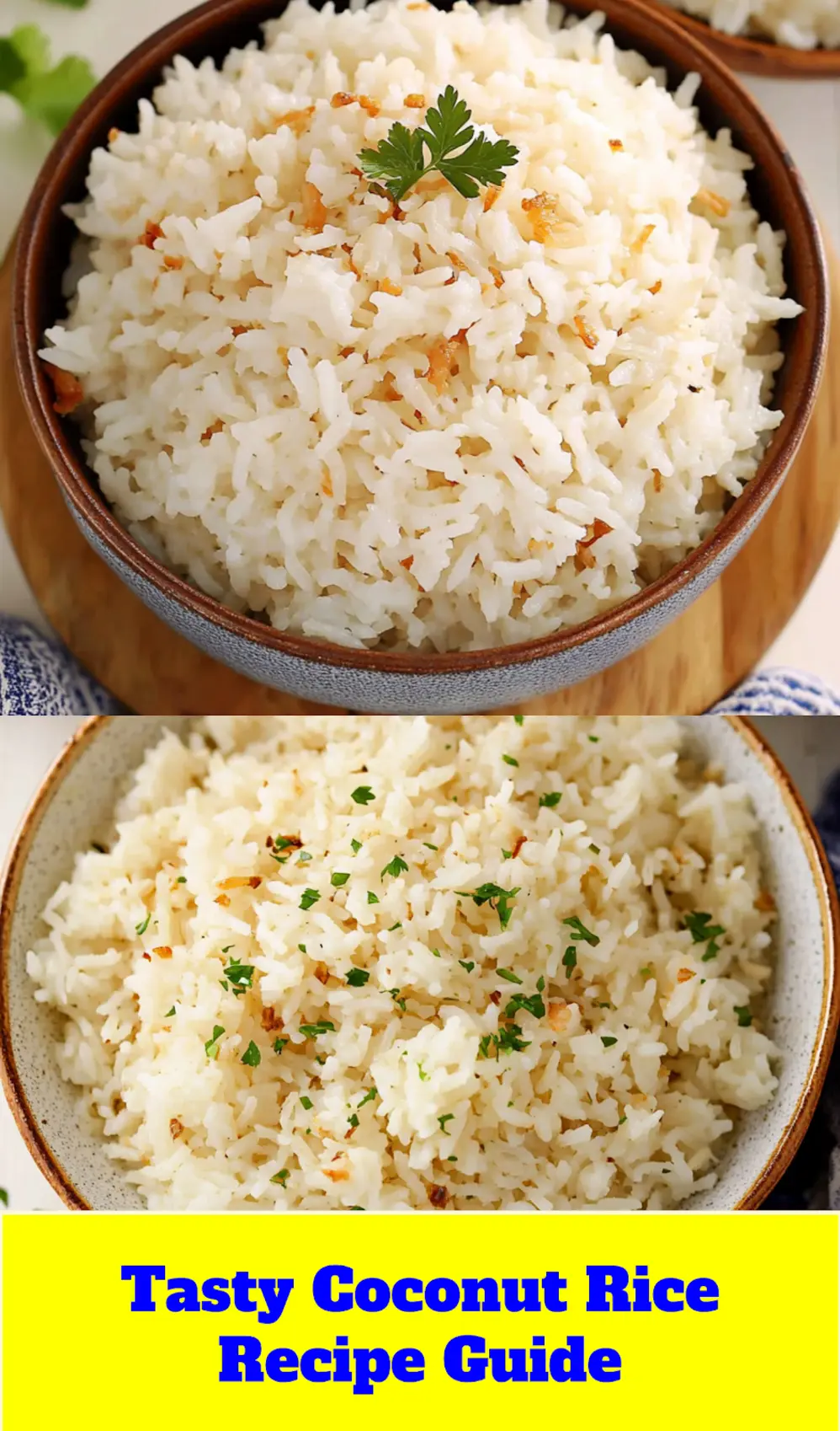 Close-up of cooked coconut rice in a bowl, showcasing texture and creaminess