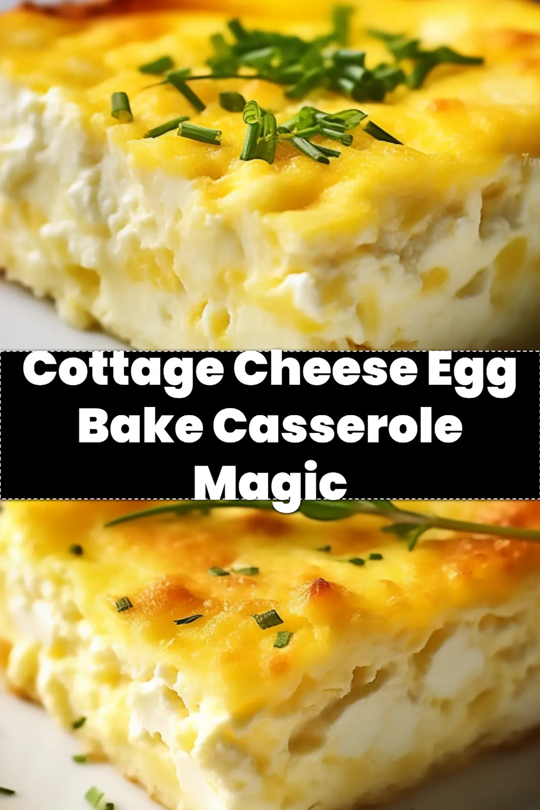 COTTAGE CHEESE EGG BAKE CASSEROLE centered hero view, clean and uncluttered_pin