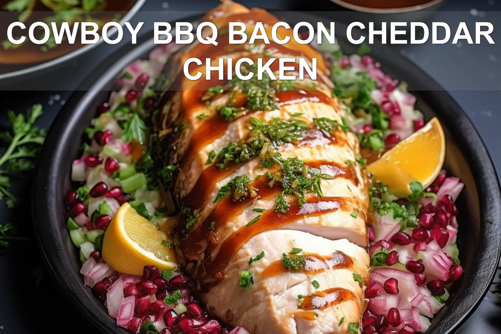 How to Make Cowboy BBQ Bacon Cheddar Chicken Perfectly 2 COWBOY BBQ BACON CHEDDAR CHICKEN centered hero view, clean and uncluttered