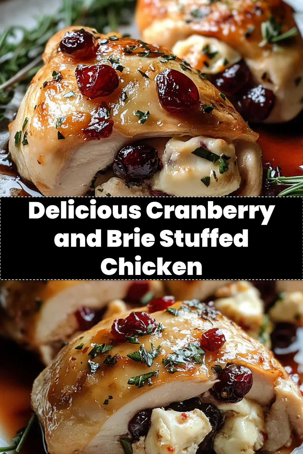 Irresistible Cranberry and Brie Stuffed Chicken 4 Cranberry and Brie Stuffed Chicken centered hero view, clean and uncluttered_pin