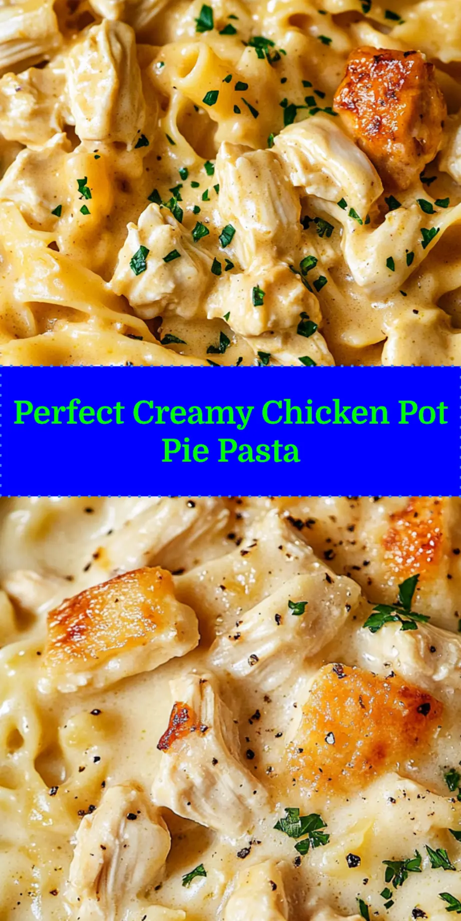 Close-up of Creamy Chicken Pot Pie Pasta serving in a bowl, clean and uncluttered