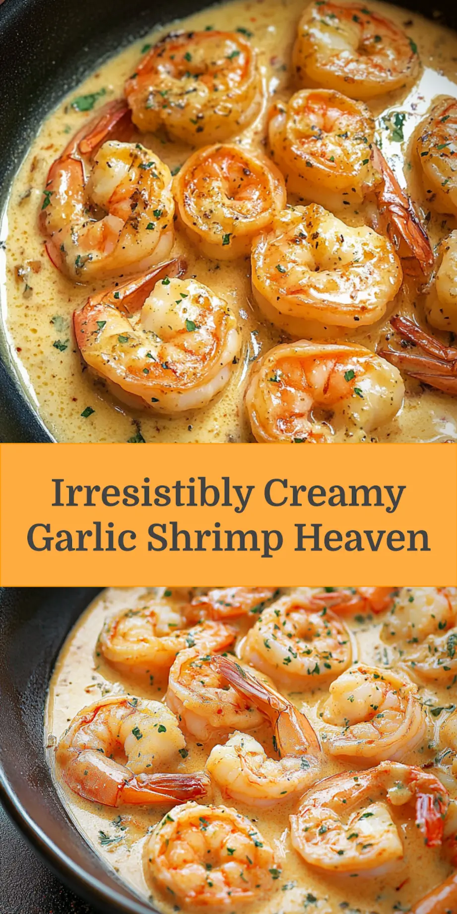 CREAMY GARLIC SHRIMP centered hero view, clean and uncluttered_pin