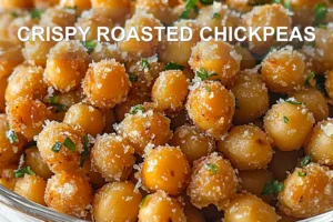 Crispy Roasted Chickpeas: An Irresistible Snack CRISPY ROASTED CHICKPEAS centered hero view, clean and uncluttered