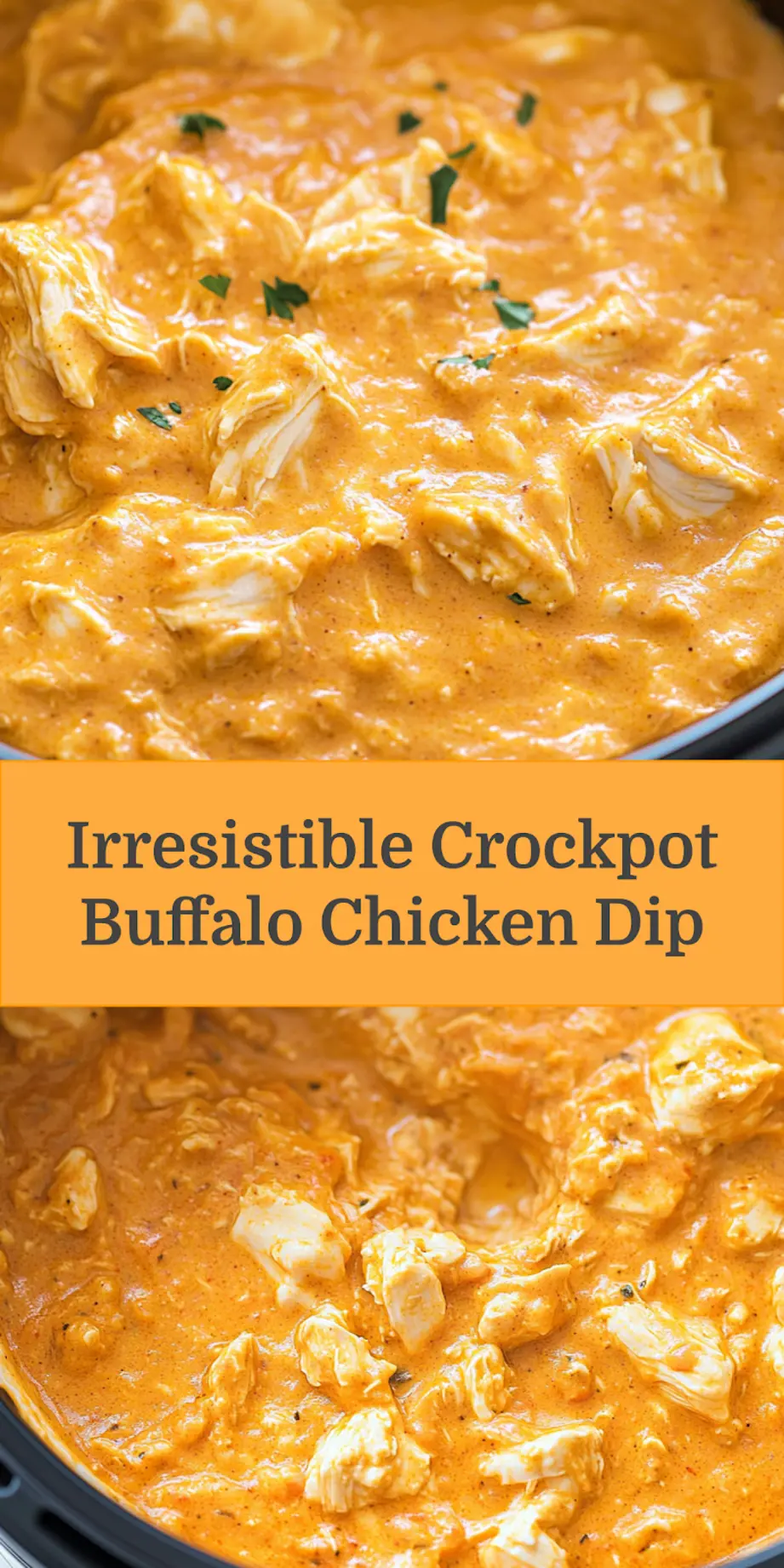 CROCKPOT BUFFALO CHICKEN DIP centered hero view, clean and uncluttered