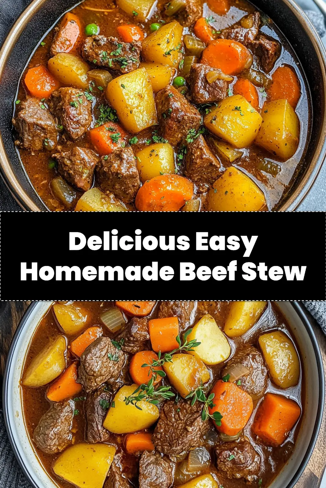EASY HOMEMADE BEEF STEW centered hero view, clean and uncluttered_pin