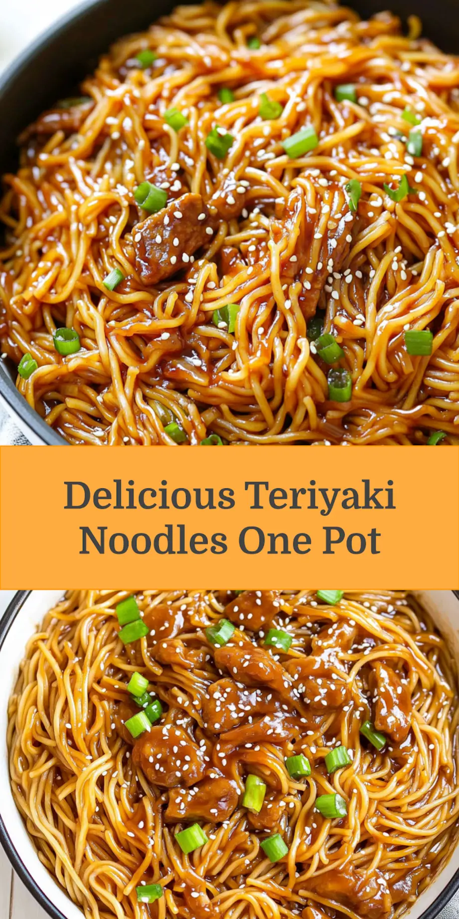 Easy One Pot Teriyaki Noodles Recipe: A Must Try 4 Finished Easy One Pot Teriyaki Noodles served in a bowl, glossy and garnished with sesame seeds
