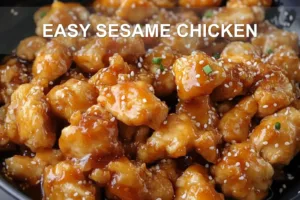 EASY SESAME CHICKEN centered hero view, clean and uncluttered