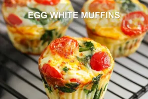 Egg White Muffins Perfect Healthy Start to Your Day EGG WHITE MUFFINS centered hero view, clean and uncluttered