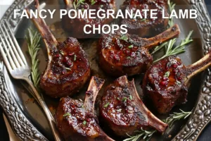FANCY POMEGRANATE LAMB CHOPS centered hero view, clean and uncluttered