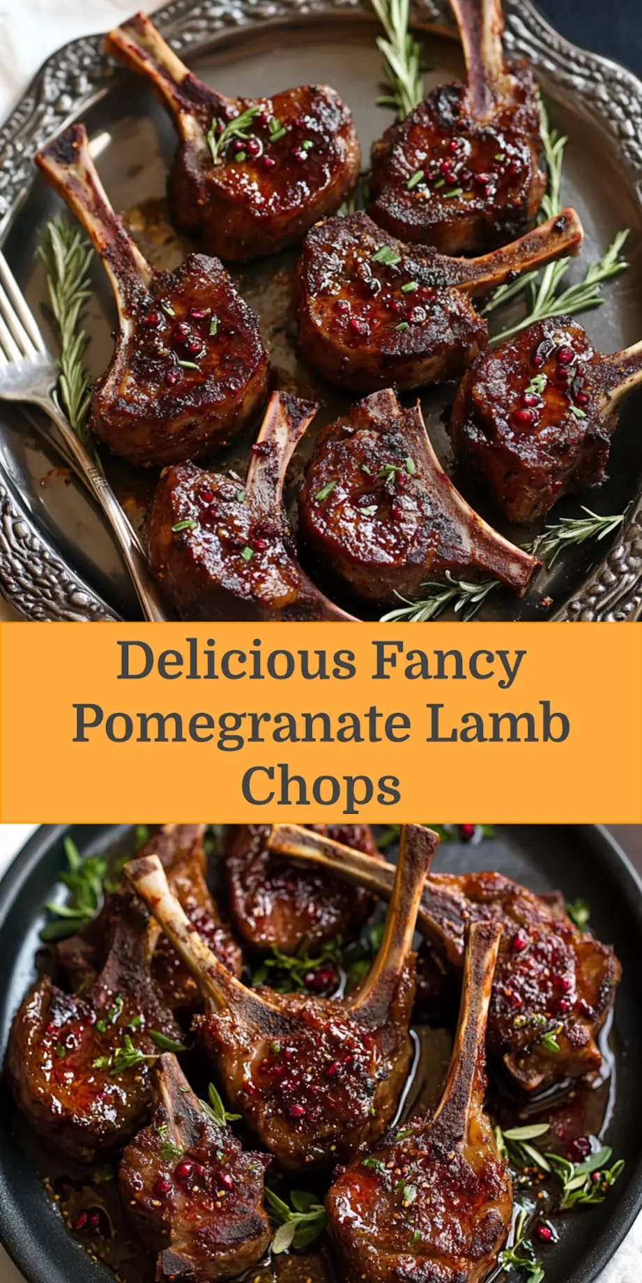 Fancy Pomegranate Lamb Chops A MustTry Gourmet Delight 4 FANCY POMEGRANATE LAMB CHOPS centered hero view, clean and uncluttered_pin