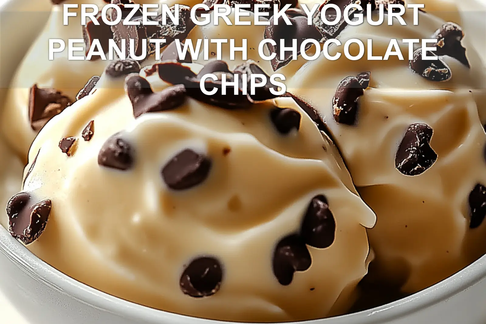 How to Make Frozen Greek Yogurt Peanut Chocolate Chips 2 FROZEN GREEK YOGURT PEANUT WITH CHOCOLATE CHIPS centered hero view, clean and uncluttered