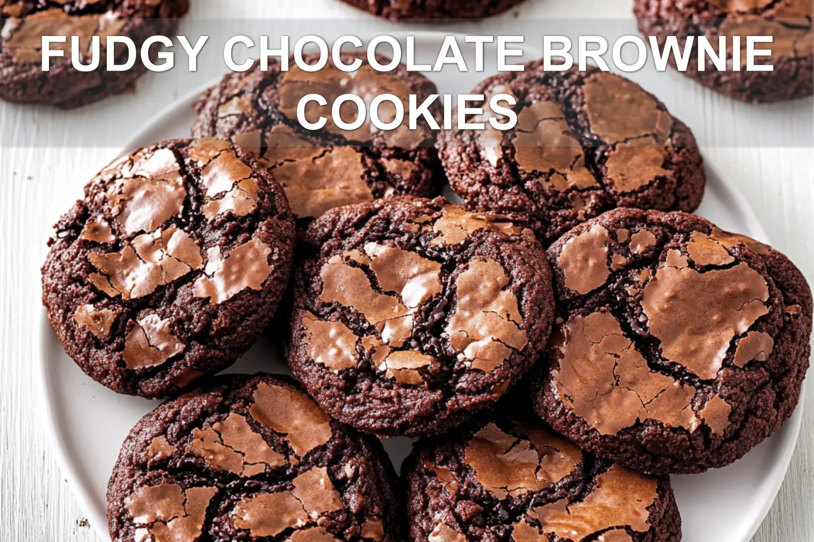 Simple Best Fudgy Chocolate Brownie Cookies Recipe 2 FUDGY CHOCOLATE BROWNIE COOKIES centered hero view, clean and uncluttered